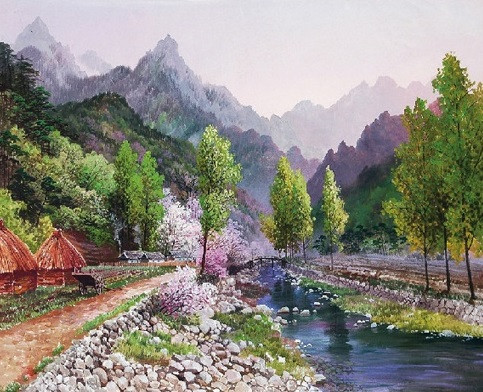 Набор для раскрашивания по номерам «Сунг Ли. Весна в горах» (40×50 см)