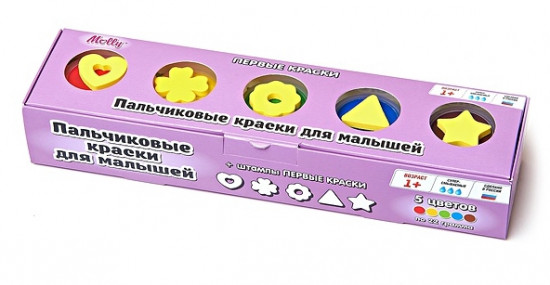 Пальчиковые краски со штампиками «Первые краски» (5 цветов)