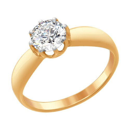 Кольцо из золочёного серебра с фианитом Swarovski