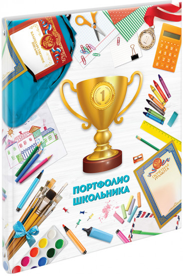 Папка-портфолио для школьника (А4, 20 файлов, 10 вкладышей)
