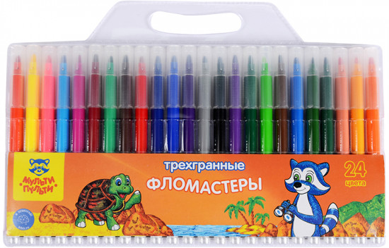 Фломастеры трехгранные (смываемые, 24 цвета)