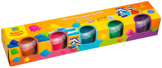 Песок для лепки (1 формочка, 5 ярких цветов)