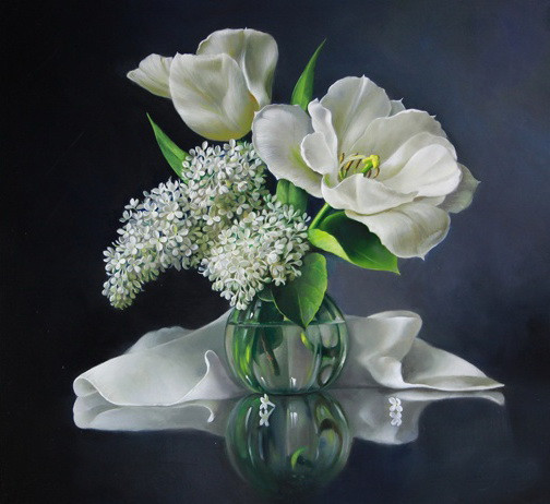Картина-открытка мозаикой «Белый букет» (15 × 20 см)