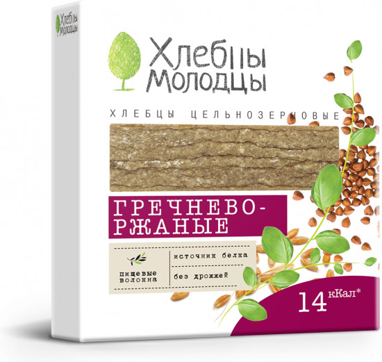 Хлебцы цельнозерновые гречнево-ржаные