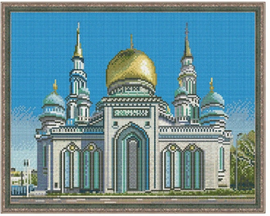 Картина мозаикой с нанесенной рамкой «Московская соборная мечеть»