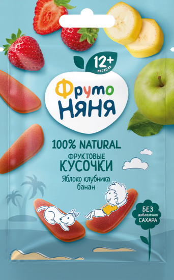 Фруктовые кусочки из яблок, клубники и бананов