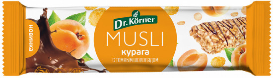 Батончик-мюсли с курагой и тёмным шоколадом