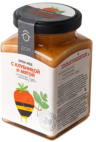 Крем-мед натуральный цветочный с клубникой и мятой