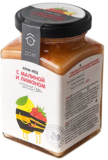 Крем-мед натуральный цветочный с малиной и лимоном