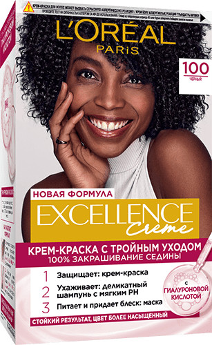 Крем-краска для волос cтойкая «Excellence», оттенок 100 Черный