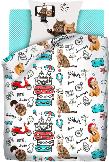 Комплект постельного белья «Funny cats» (1,5-спальный, поплин, наволочка 70×70)