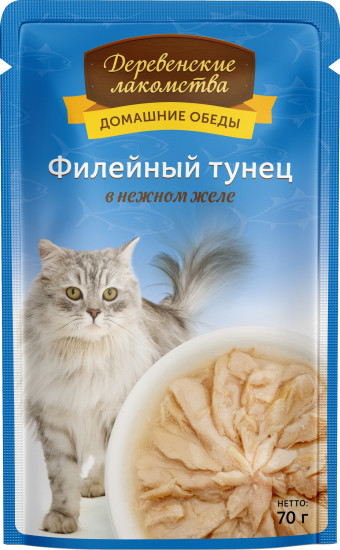 Корм для кошек с филейным тунцом в нежном желе