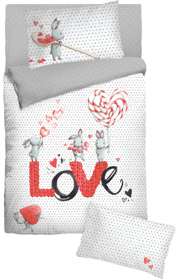 Комплект постельного белья «Love» (ясли, бязь, 1 наволочка 40×60)