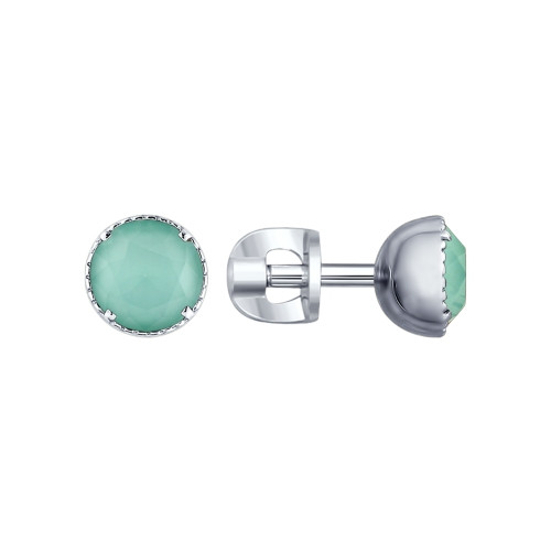 Серьги из серебра с зелеными кристаллами Swarovski