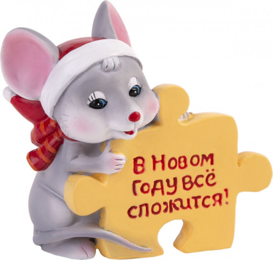 Фигурка новогодняя «Мышь и пазл»