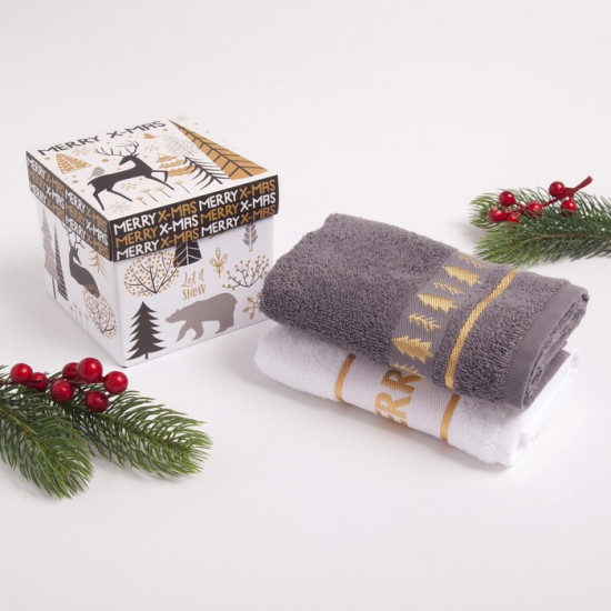 Набор махровых полотенец «Merry x-mas»