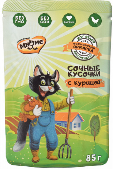Сочные кусочки для кошек с курицей «Фермерская ярмарка»