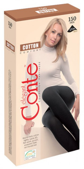 Хлопковые женские колготки "COTTON" (nero, 150 DEN)