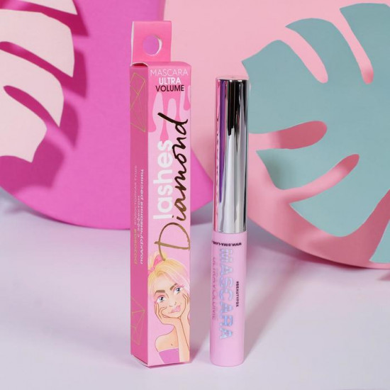 Тушь водостойкая с эффектом умножения и подкручивания ресниц «Diamond lashes», цвет розовый