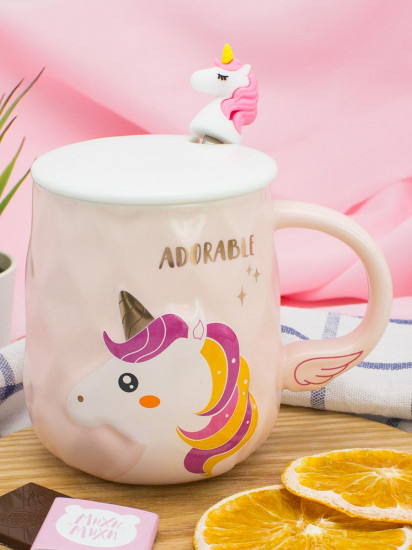 Кружка с крышкой и ложечкой «Unicorn Adorable»