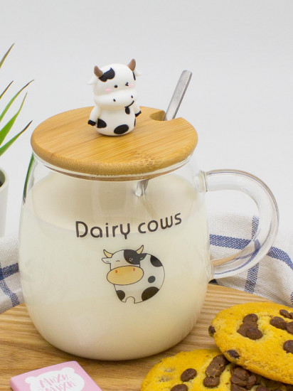 Кружка с крышкой и ложечкой «Dairy Cows»