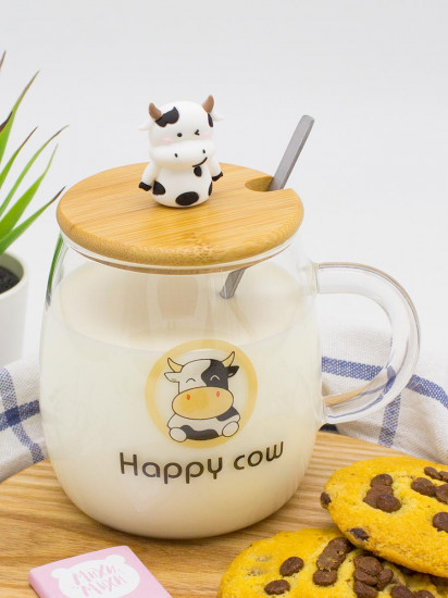 Кружка с крышкой и ложечкой «Happy Cow»