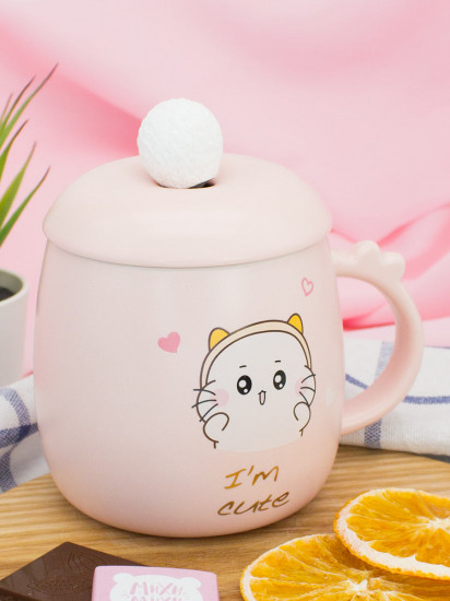 Кружка с крышкой и ложечкой «I'm Cute»