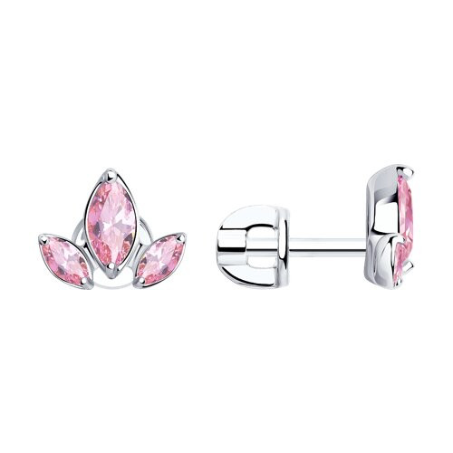 Серьги из серебра с фианитами