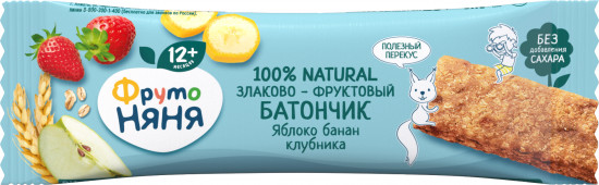 Батончик злаковый «Яблоко, банан, клубника»