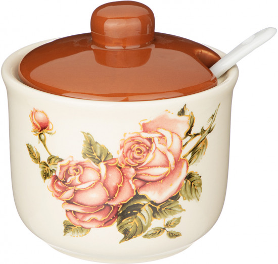 Сахарница с ложкой «Корейская роза»