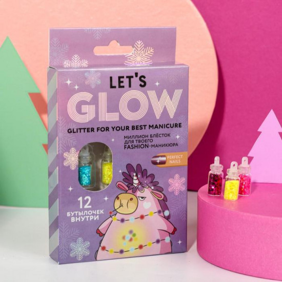 Набор блесток для декора ногтей «Let's glow!»