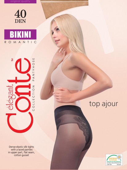 Колготки с ажурными трусиками "Bikini" (nero, 40 DEN)
