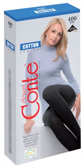 Хлопковые женские колготки «Cotton» (nero, 400 DEN)