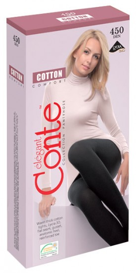 Хлопковые женские колготки «Cotton» (nero, 450 DEN)