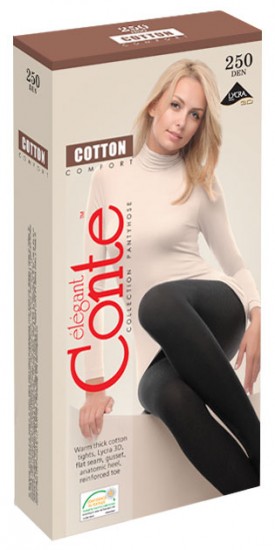 Хлопковые женские колготки "COTTON" (nero, 250 DEN)