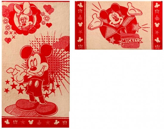 Комплект полотенец махровых пестротканых "Mickey Star" (Cleanelly, 50х90 и 70х130)