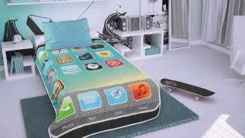 Покрывало стеганое «My Phone» (165×210, 1 наволочка 50×70)