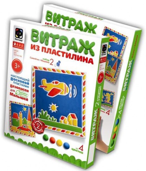 Витражный пластилин «Самолетик и машинка»
