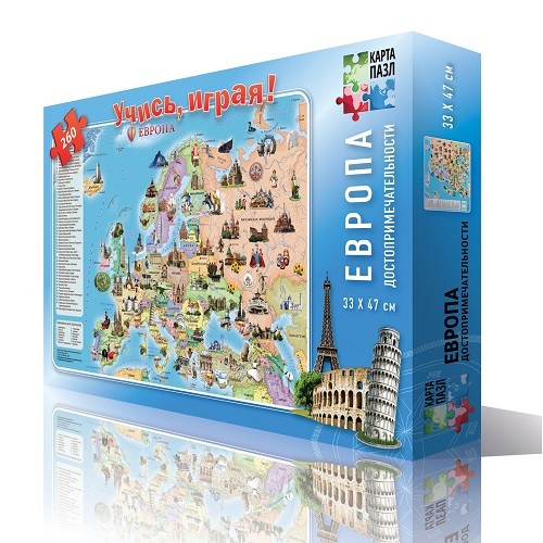 Пазл-карта «Европа. Достопримечательности», 260 деталей
