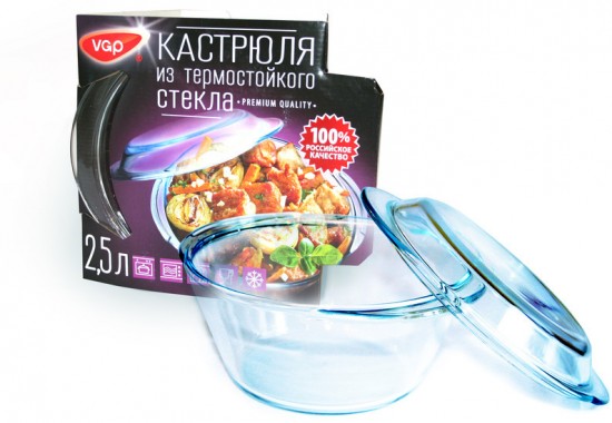 Кастрюля стеклянная с крышкой (2,5 л)