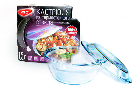 Кастрюля стеклянная с крышкой (1,5 л)