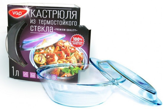 Кастрюля стеклянная с крышкой