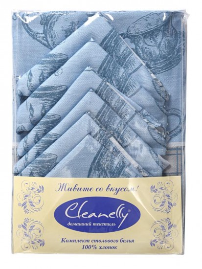 Столовый комплект гладкотканый «Teiera» (Cleanelly, 150х200, 6 шт. 50х50)