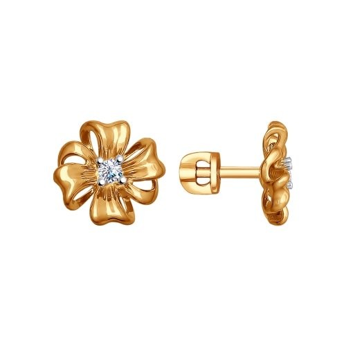 Серьги из золоченого серебра с фианитами