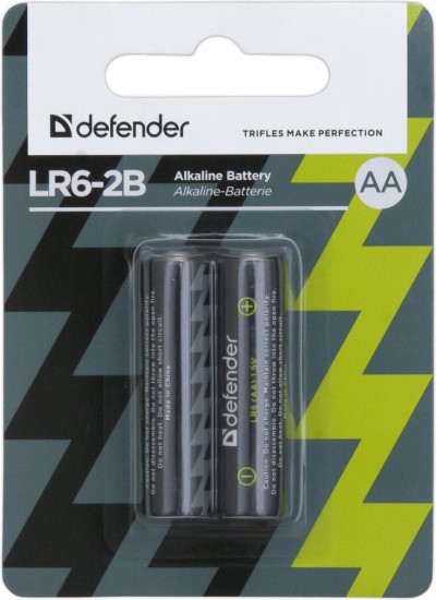 Батарея LR6 AA «Defender» Alkaline LR6-2B, 2 штуки