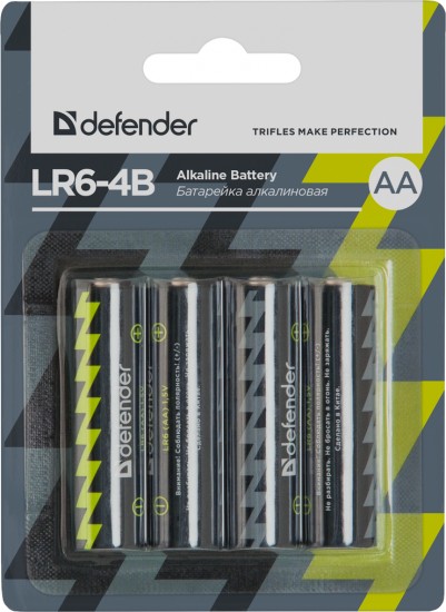 Батарея LR6 AA «Defender» Alkaline LR6-4B, 4 штуки