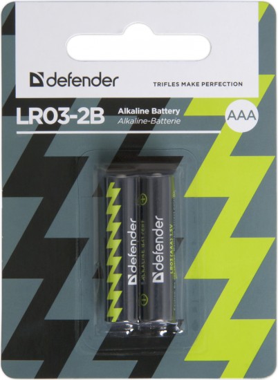 Батарея LR03 AAA «Defender» Alkaline LR03-2B, 2 штуки