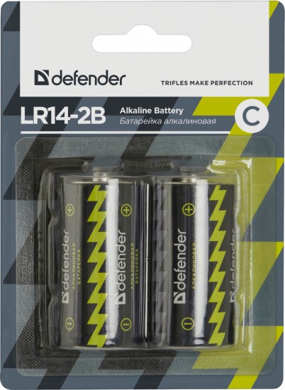Батарея LR14-C «Defender» Alkaline LR14-2B, 2 штуки