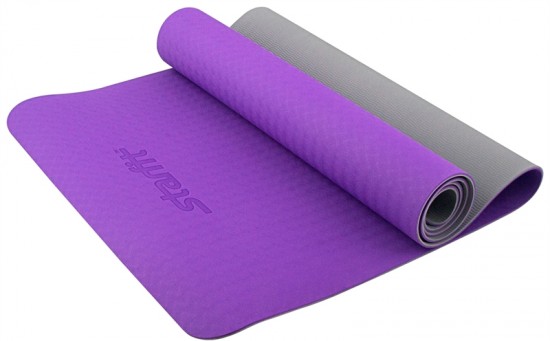 Коврик для йоги Starfit FM-201 (173x61x0,5 см), фиолетовый/серый