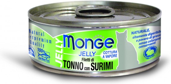 Корм для кошек Jelly «Кусочки в желе» желтоперый тунец с сурими (80 г)